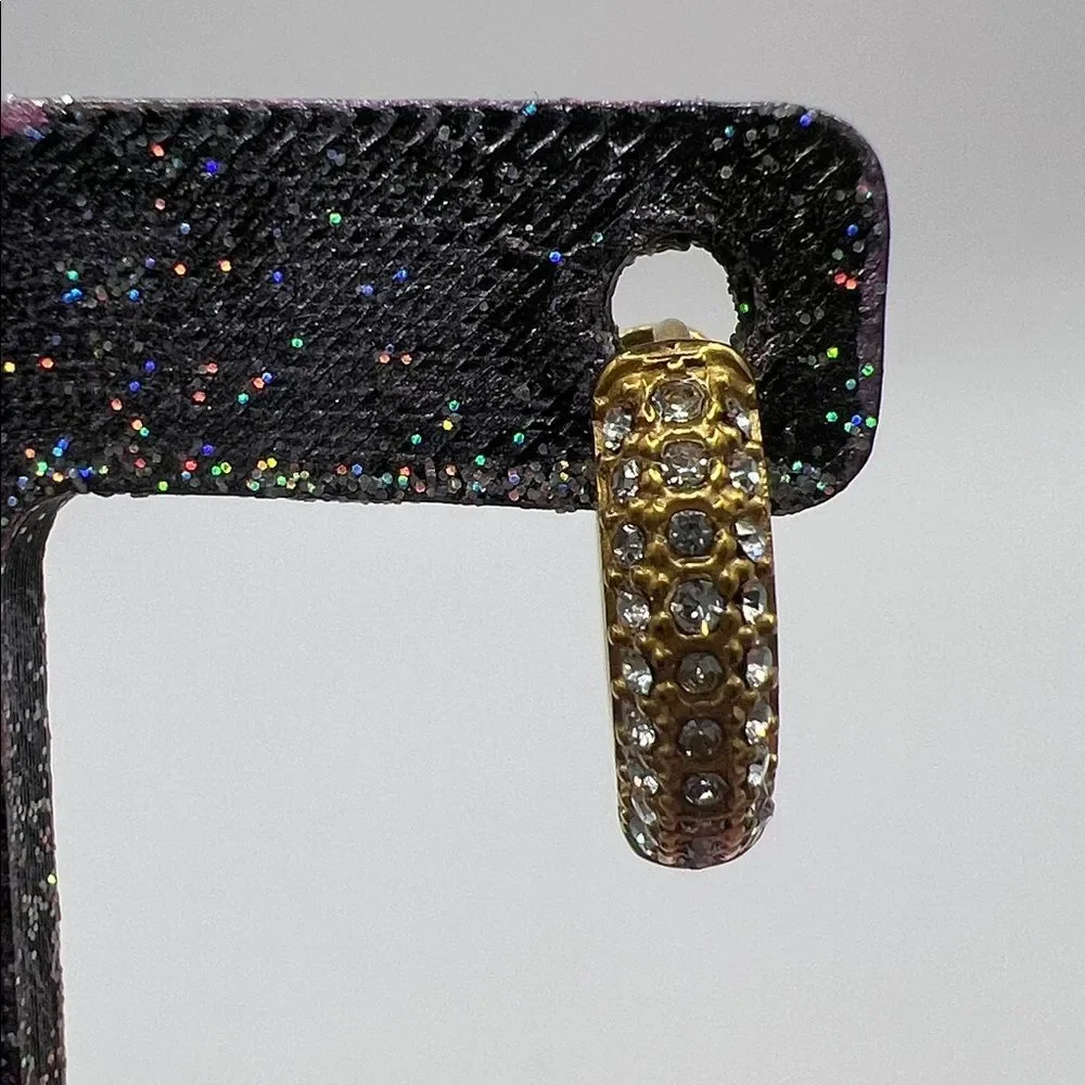 Gold Pavé Crystal Hoop Earrings - Women Jewelry